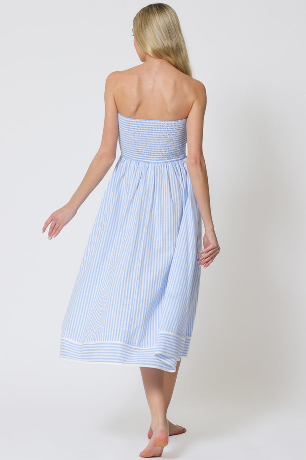 Delilah Smocked Stripe Midi Dress