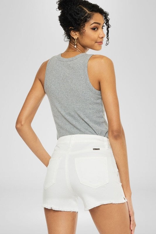 Alex High Rise Denim Shorts: White
