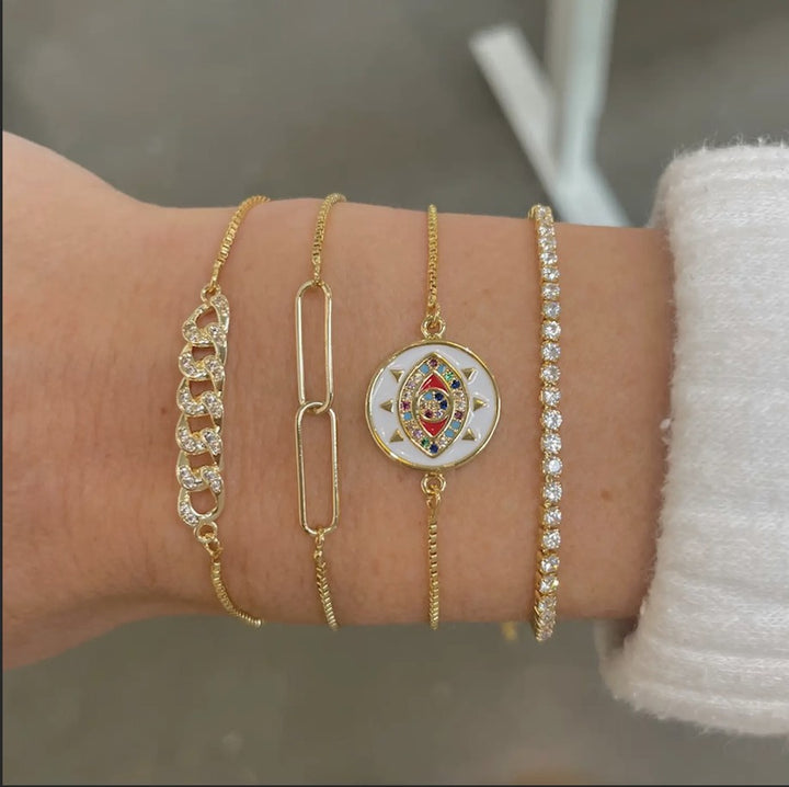Sienna  Pave Braided Slider Bracelet: Gold