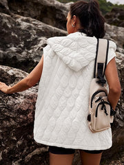 Aimee Oversized Quilted Vest Jacket: White