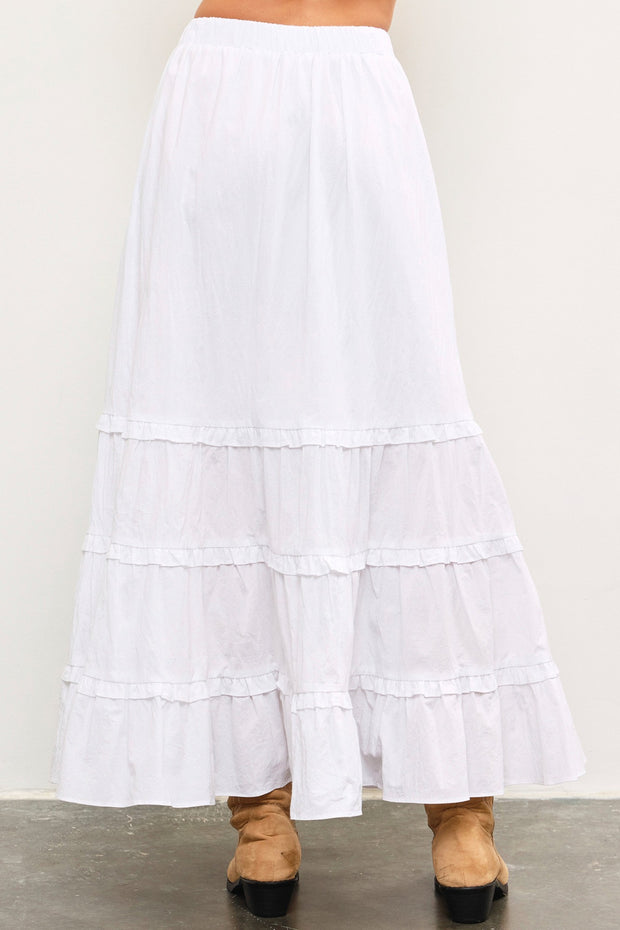 Belinda Tiered Maxi Skirt: White