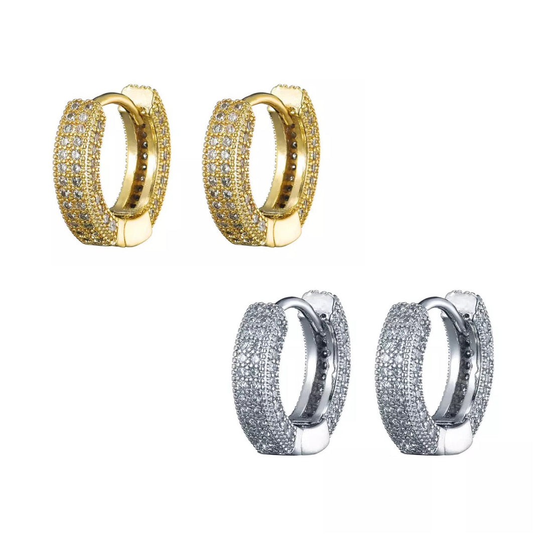 Winona Pave Hoop Earrings: Silver
