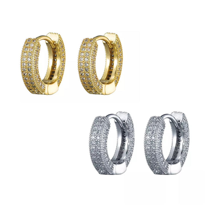 Winona Pave Hoop Earrings: Silver