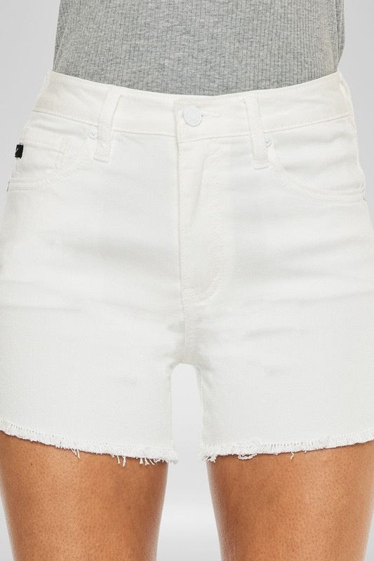 Alex High Rise Denim Shorts: White