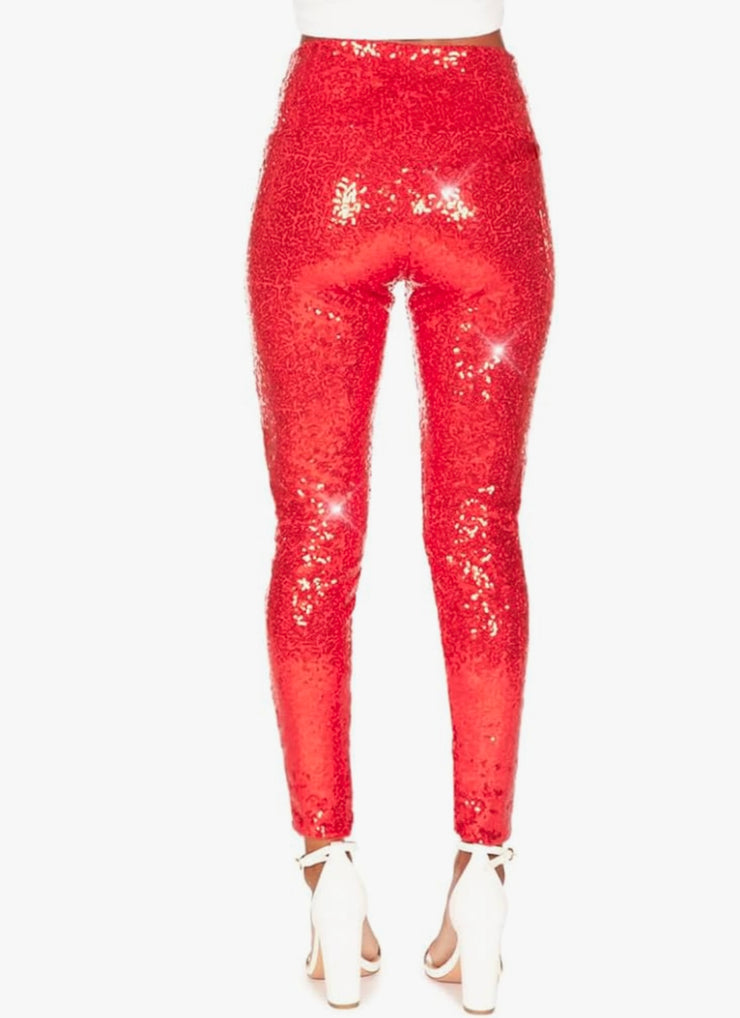 Tinley Sequin Leggings: Red