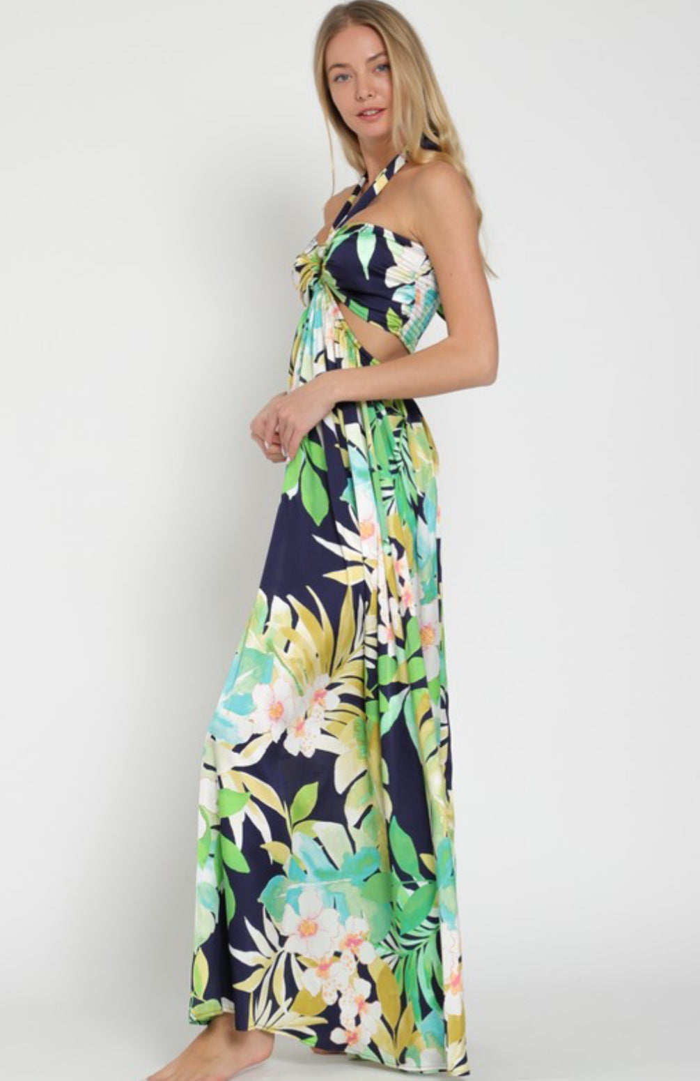 Beach Sunrise Halter Maxi Dress