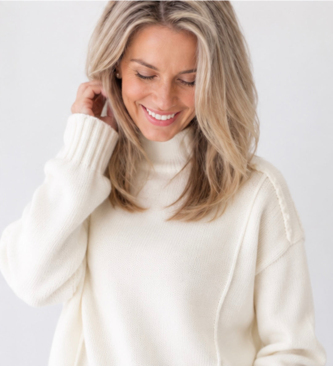 Julia Mock Neck Sweater: Ivory