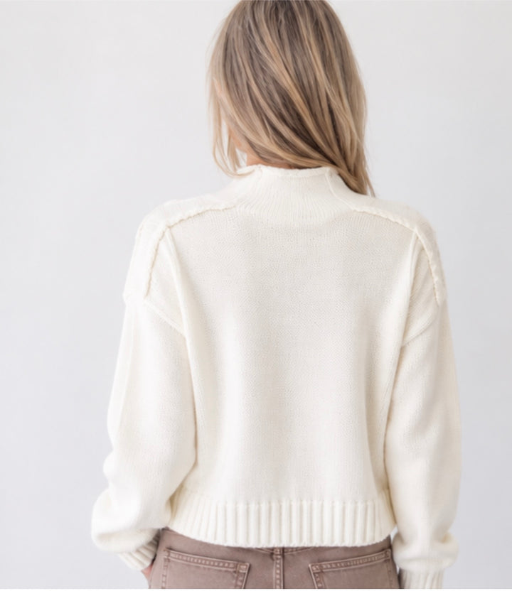 Julia Mock Neck Sweater: Ivory
