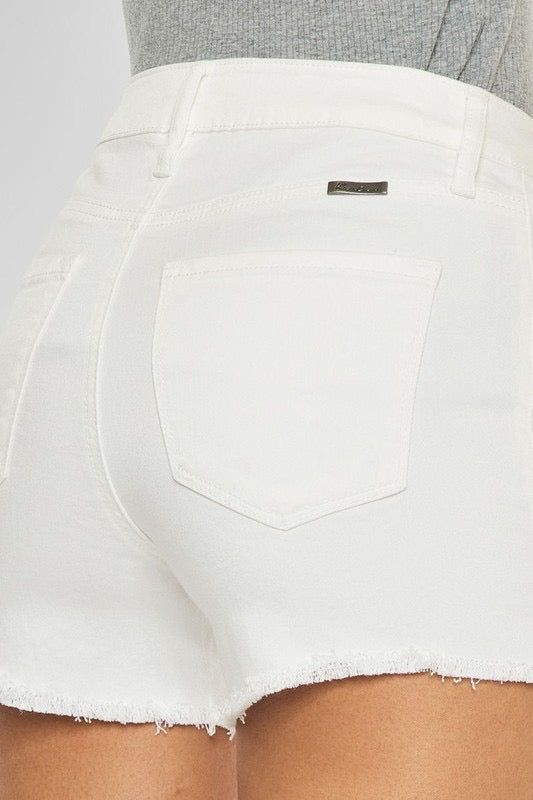 Alex High Rise Denim Shorts: White