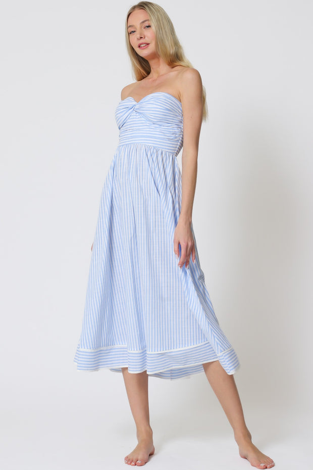 Delilah Smocked Stripe Midi Dress