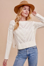 Brooke Pointelle Knit Sweater: Ivory