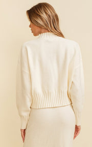 Eileen Mock Neck Sweater: Cream