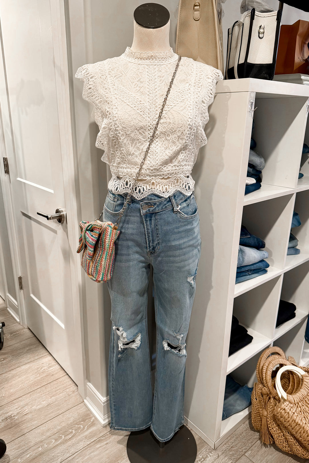 Sloane Eyelet Open Back Crochet Top