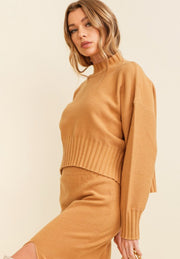 Eileen Mock Neck Sweater: Camel
