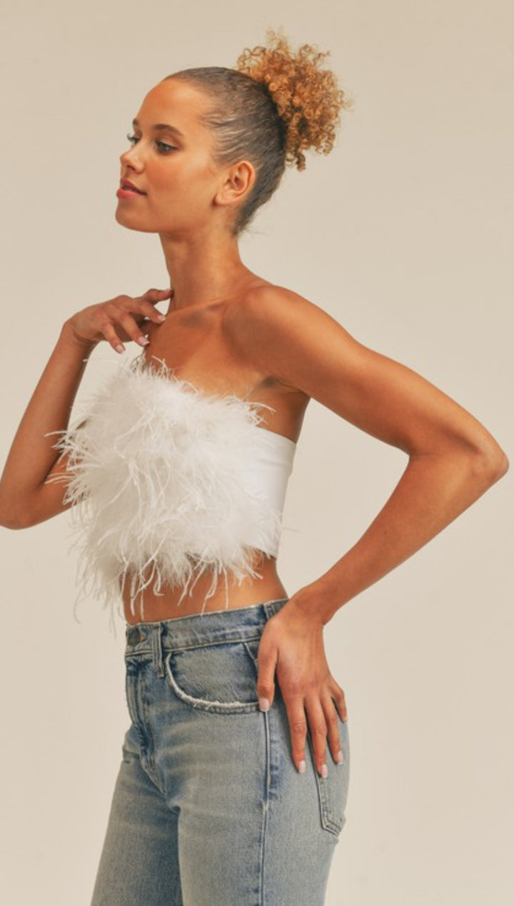 Flirty &amp; Festive Feather Crop Top