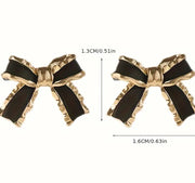 Black Bow Stud Earrings: Gold/Black