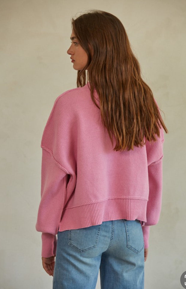 Polly Pullover Crewneck Sweater: Bubblegum