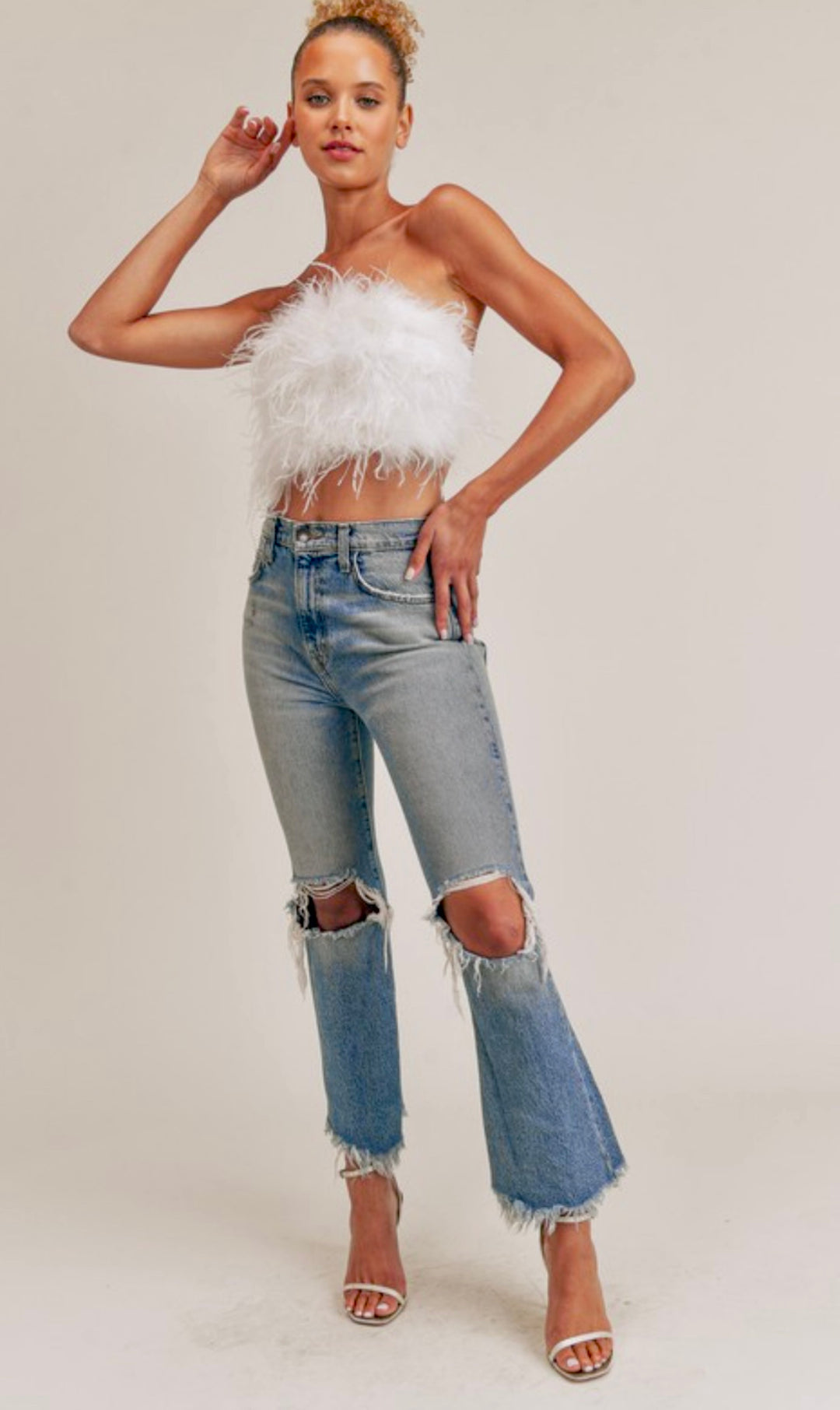Flirty &amp; Festive Feather Crop Top