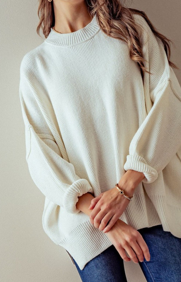 Evie Oversized Sweater: Ivory