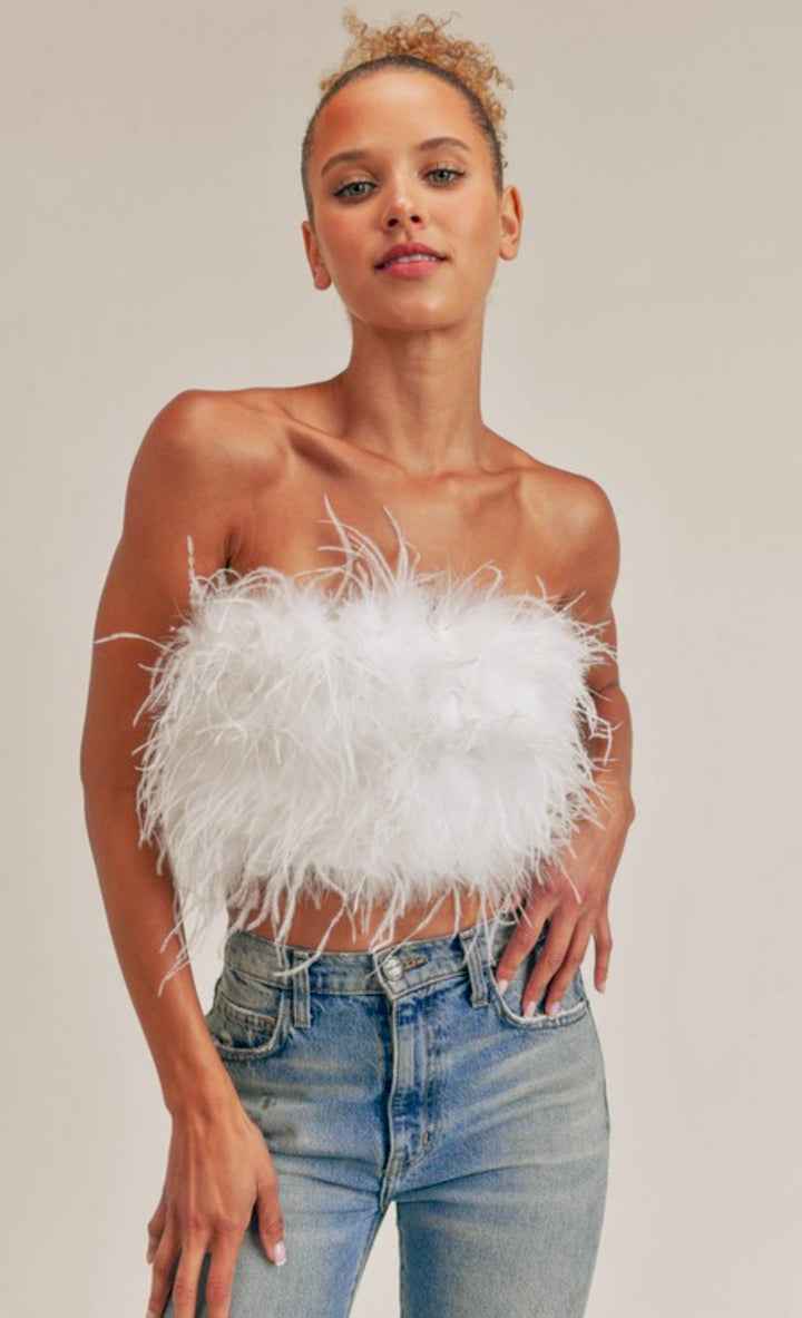 Flirty &amp; Festive Feather Crop Top