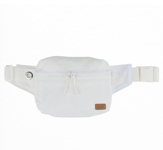 CC BRAND XL Zippered Belt Bag: White