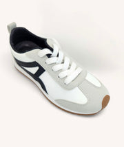 Anika Faux Leather Sneakers: White /Black