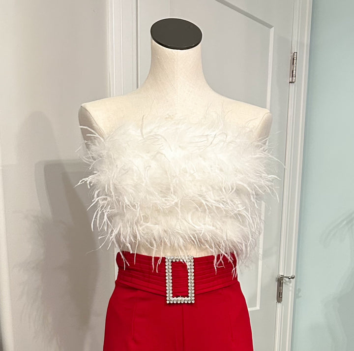 Flirty &amp; Festive Feather Crop Top