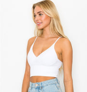 Calista Padded Cami Crop Top: White