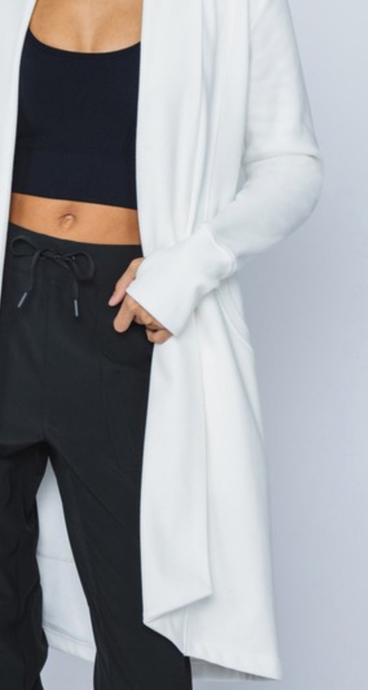 90 Degree by Reflex Lifestyle Long Athlesiure Cardigan : Off White