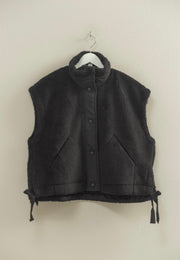 Carly Cozy Sherpa Vest Jacket: Black