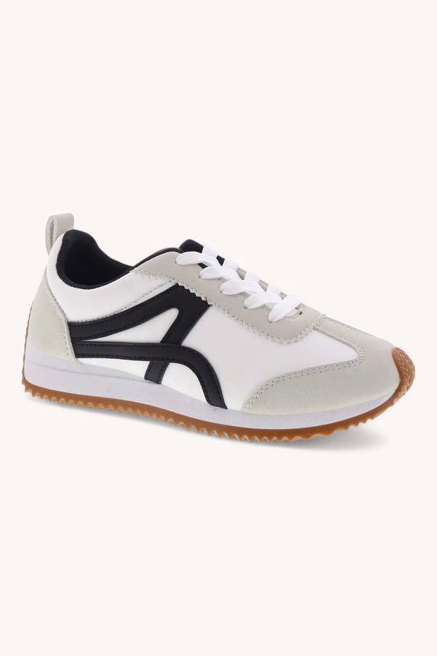 Anika Faux Leather Sneakers: White /Black