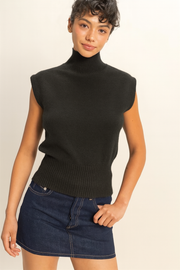 Baylee High Neck Sleeveless Top: Black