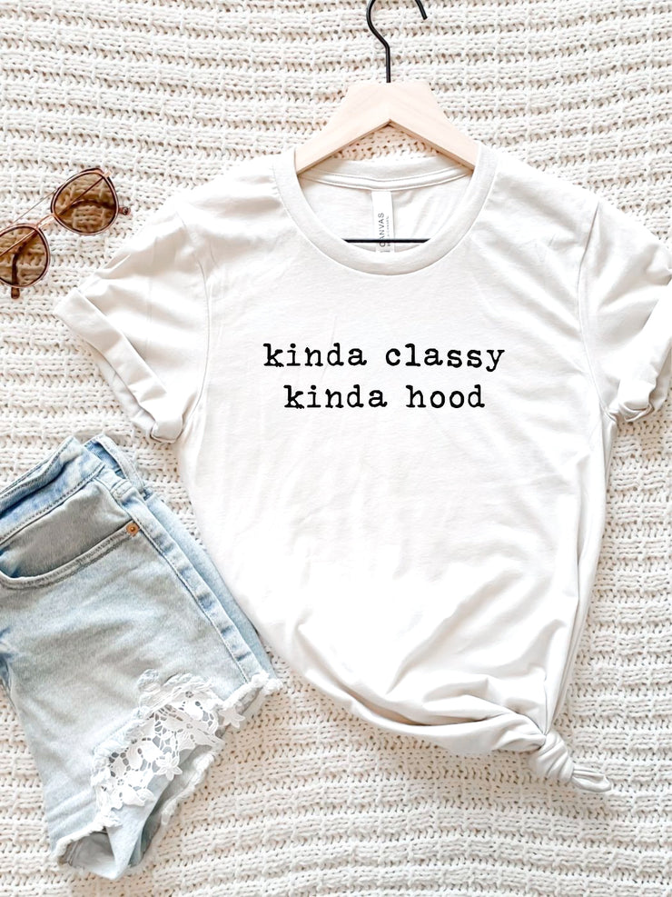 Kinda Classy Kinda Hood Graphic Tee: White