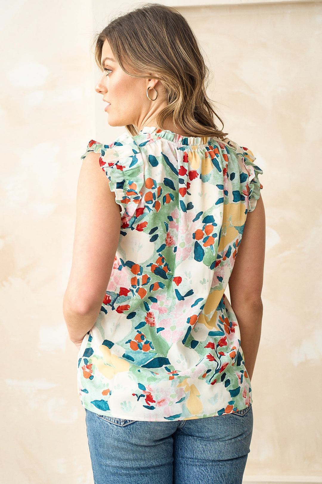 Spring Forward Ruffle Cap Sleeve Blouse