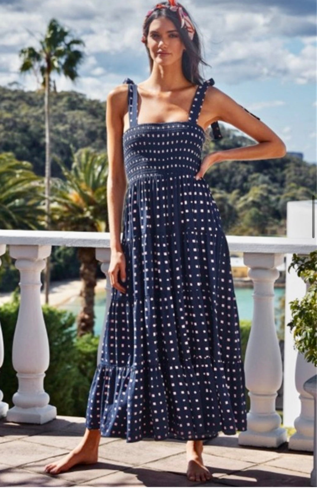 Katie Smocked Maxi Dress: Navy  Closet Runway Boutique
