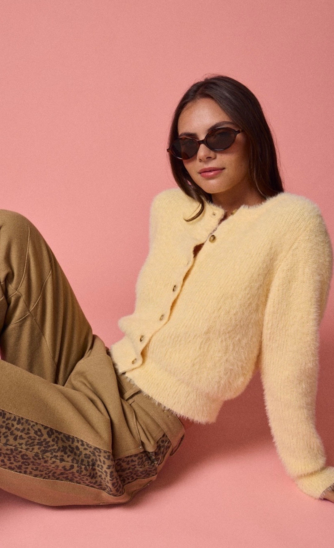 Rhianne Fuzzy Cozy Lightweight Cardigan: Butter