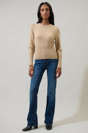 Sierra Puff Sleeve Knit Sweater: Taupe