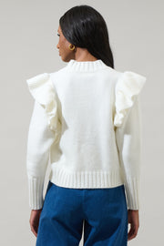 Glorianna Ruffle Cable Knit Sweater