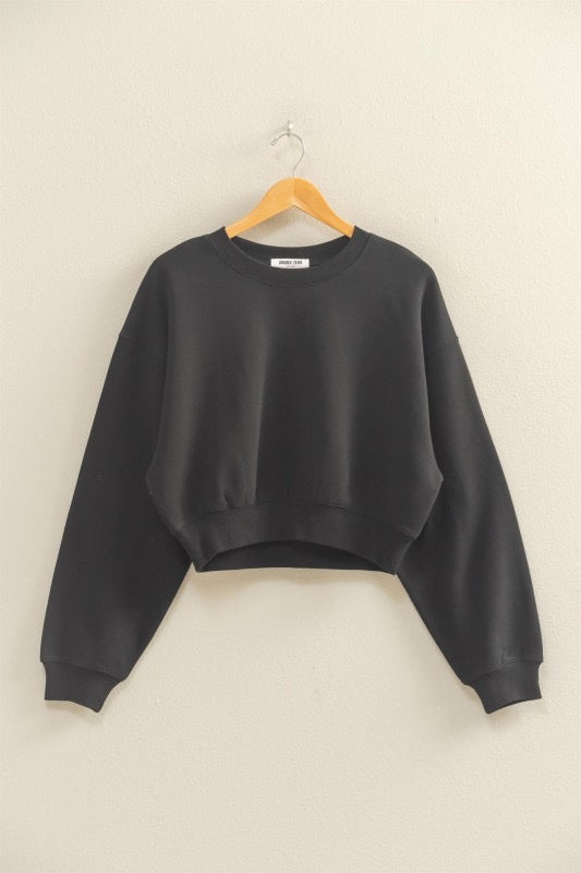 Not So Basic Crop Sweatshirt: Black