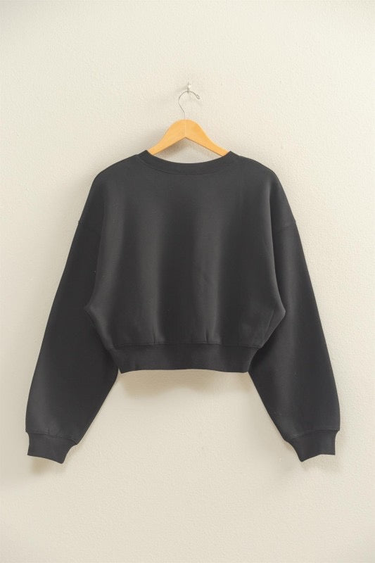Not So Basic Crop Sweatshirt: Black