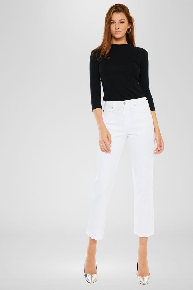 Blakely High Rise Cropped Straight Jeans: White