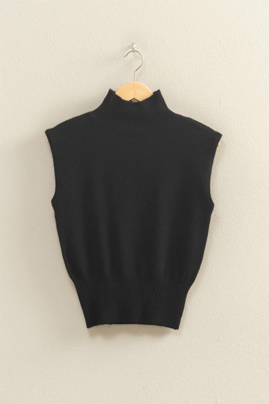 Baylee High Neck Sleeveless Top: Black