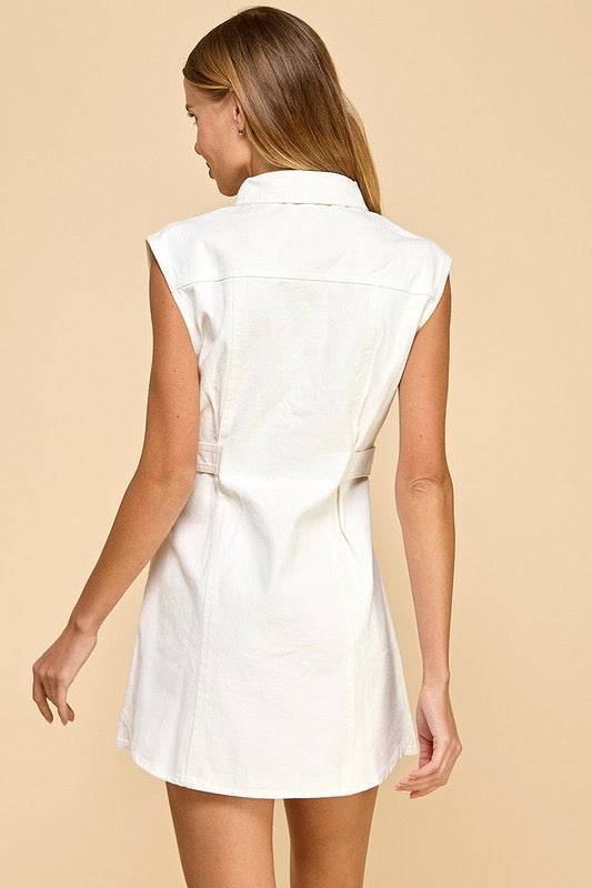 Tia Two Toned Button Up Denim Dress