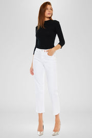 Blakely High Rise Cropped Straight Jeans: White