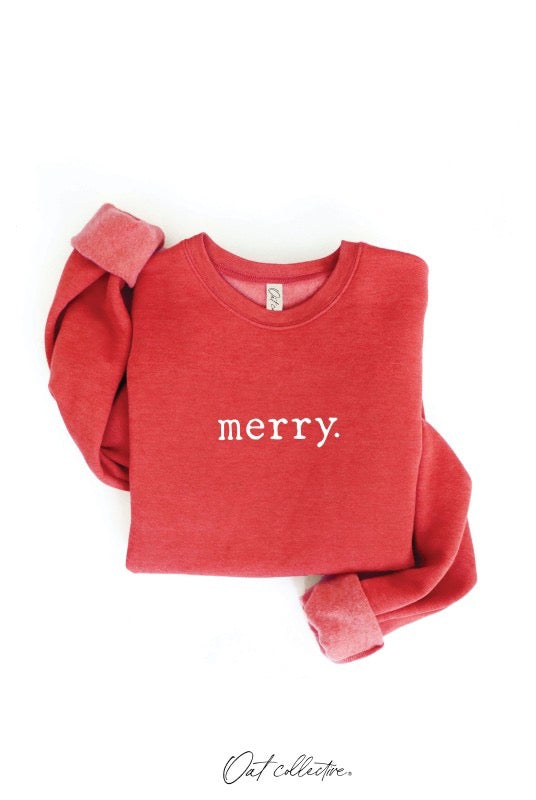 Merry Graphic Crewneck Sweatshirt: Cranberry Heather