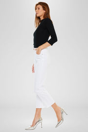 Blakely High Rise Cropped Straight Jeans: White