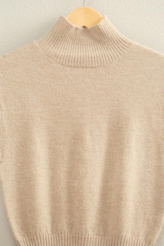 Baylee High Neck Sleeveless Top: Taupe