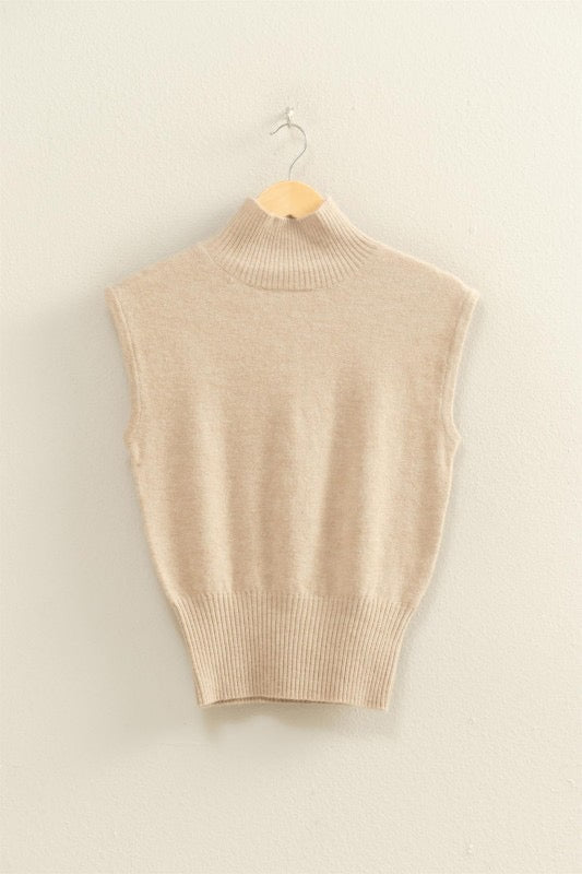 Baylee High Neck Sleeveless Top: Taupe
