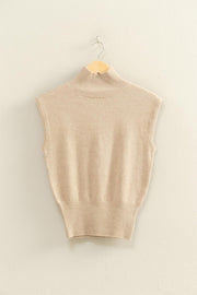 Baylee High Neck Sleeveless Top: Taupe