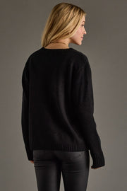 MERRY Knit Crewneck Sweater: Black